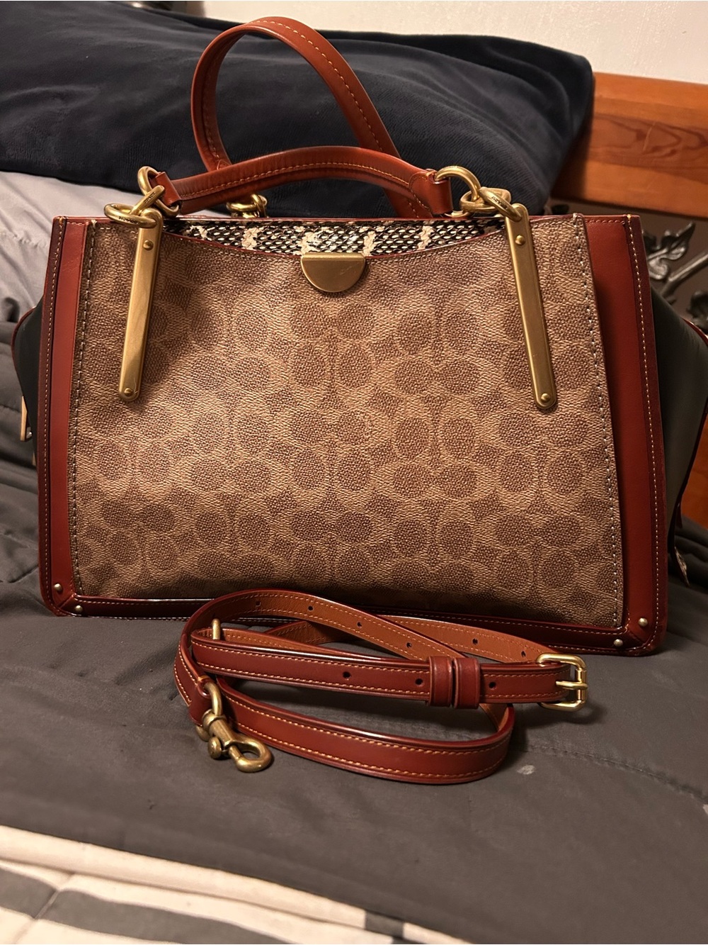 Coach Dreamer 36 With Snakeskin Trim part of rare coach collection - Picture 2 of 13